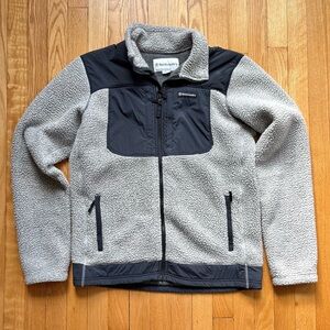 Backcountry Men’s Full Zip Sherpa Fleece Pullover Jacket Large Tan Black